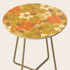 Retro 60s/70s Orange & Olive Green Floral Side Table Gallery Image 2