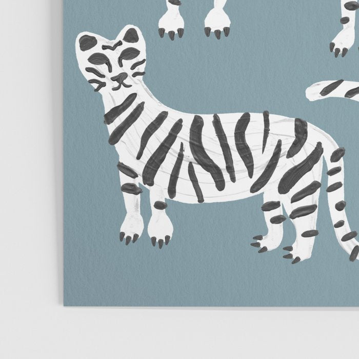 Tiger Collection - White on Blue Poster Gallery Image 3