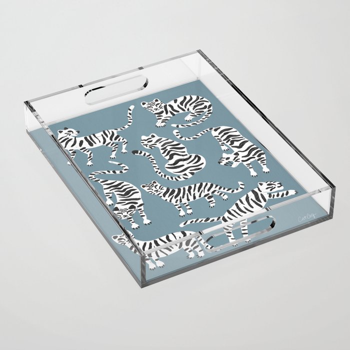 Tiger Collection - White on Blue Acrylic Tray Gallery Image 1