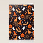 Halloween party illustrations orange, black Stationery Card Gallery Image 2