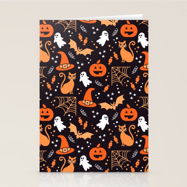Halloween party illustrations orange, black Stationery Card Gallery Image 2