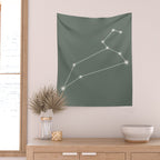 Leo Zodiac Star Constellation Line Art Sage Wall Tapestry Gallery Image 2
