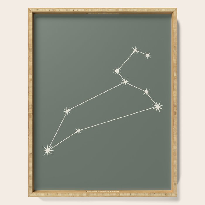 Leo Zodiac Star Constellation Line Art Sage Serving Tray Gallery Image 1