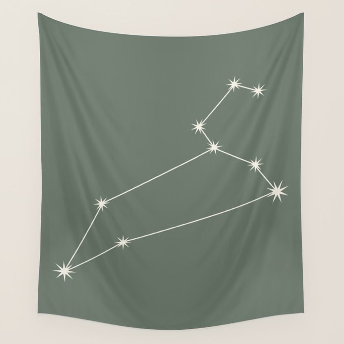 Leo Zodiac Star Constellation Line Art Sage Wall Tapestry Gallery Image 1