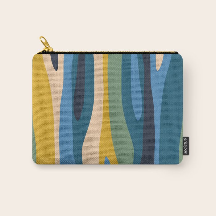 Wild Stripes Modern Abstract Pattern Blue Mustard Green Orange  Carry All Pouch Gallery Image 1