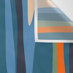 Wild Stripes Modern Abstract Pattern Blue Mustard Green Orange  Wall Tapestry Gallery Image 3