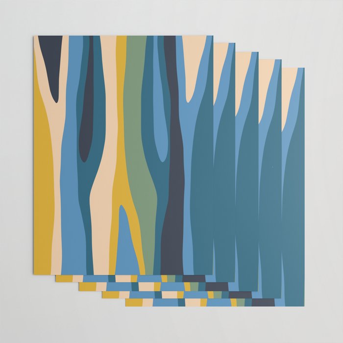 Wild Stripes Modern Abstract Pattern Blue Mustard Green Orange  Wrapping Paper Gallery Image 3