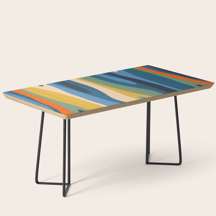 Wild Stripes Modern Abstract Pattern Blue Mustard Green Orange  Coffee Table Gallery Image 1