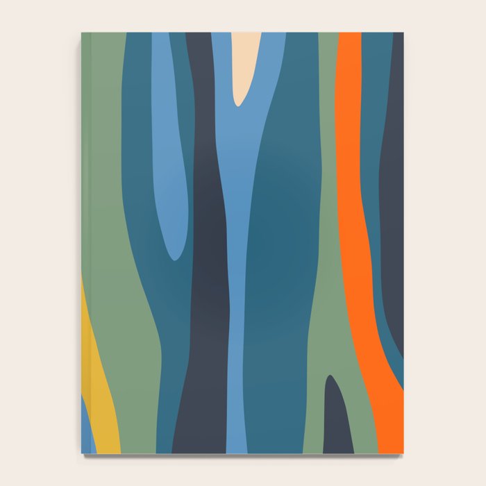 Wild Stripes Modern Abstract Pattern Blue Mustard Green Orange  Notebook Gallery Image 4