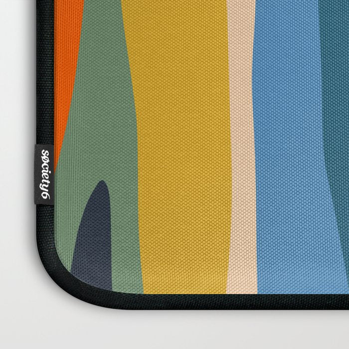 Wild Stripes Modern Abstract Pattern Blue Mustard Green Orange  Laptop Sleeve Gallery Image 3
