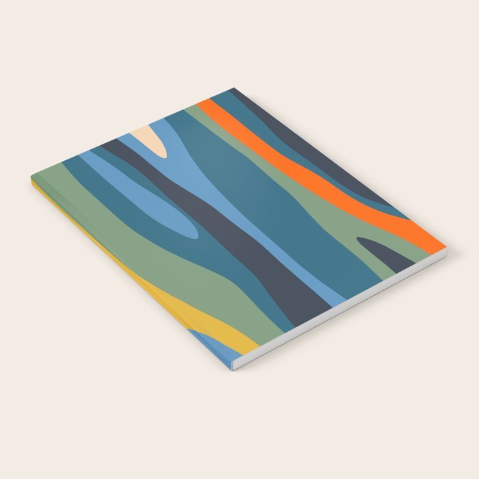Wild Stripes Modern Abstract Pattern Blue Mustard Green Orange  Notebook Gallery Image 1