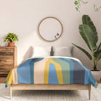 Wild Stripes Modern Abstract Pattern Blue Mustard Green Orange  Comforter Gallery Image 3