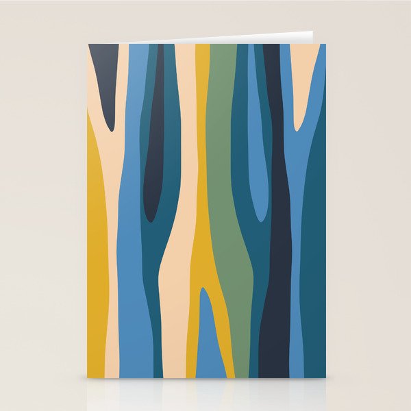 Wild Stripes Modern Abstract Pattern Blue Mustard Green Orange  Stationery Card Gallery Image 2