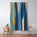 Wild Stripes Modern Abstract Pattern Blue Mustard Green Orange  Window Curtain Gallery Image 5