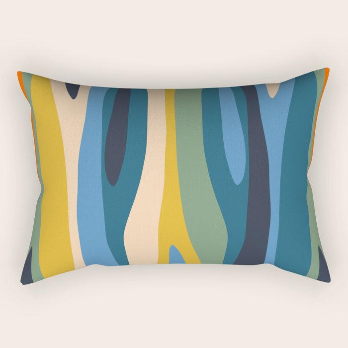 Wild Stripes Modern Abstract Pattern Blue Mustard Green Orange  Rectangular Pillow Gallery Image 2