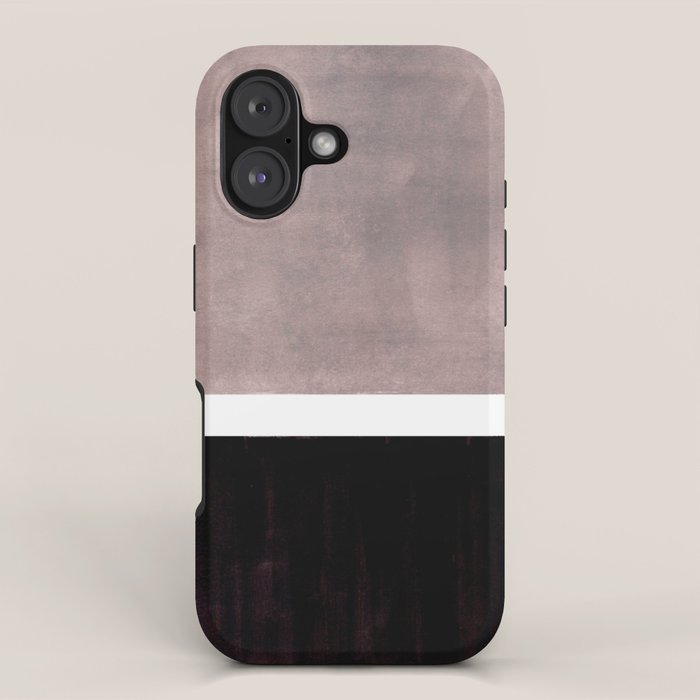 Mid Century Modern Minimalist Art Colorblock Rothko Inspired Squares Grey and Black Simple Abstract iPhone Case Gallery Image 1