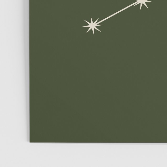 Virgo Zodiac Star Constellation Line Art Moss Green Poster Gallery Image 3