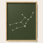 Virgo Zodiac Star Constellation Line Art Moss Green Serving Tray Gallery Image 1