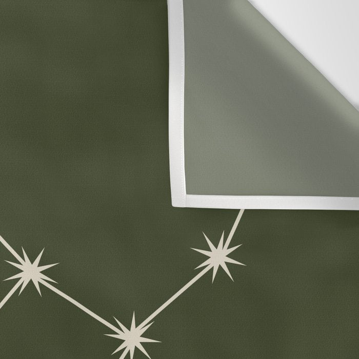 Virgo Zodiac Star Constellation Line Art Moss Green Wall Tapestry Gallery Image 3