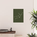 Virgo Zodiac Star Constellation Line Art Moss Green Poster Gallery Image 2