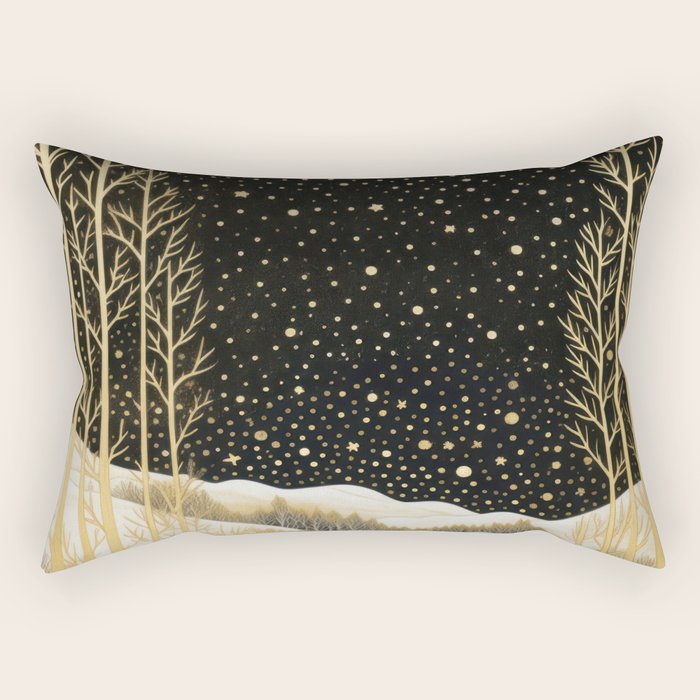 Glittering Snow Stars Rectangular Pillow Gallery Image 2
