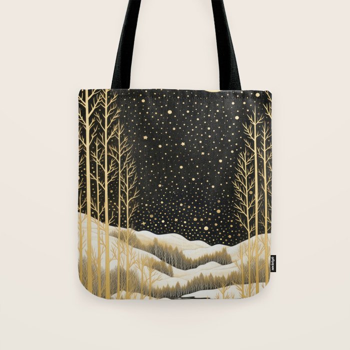Glittering Snow Stars Tote Bag Gallery Image 1