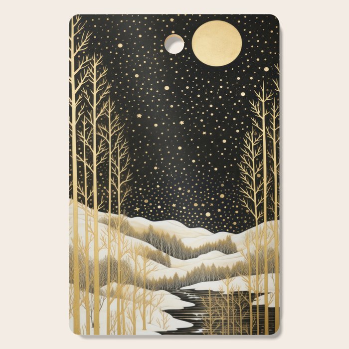 Glittering Snow Stars Cutting Board Gallery Image 1