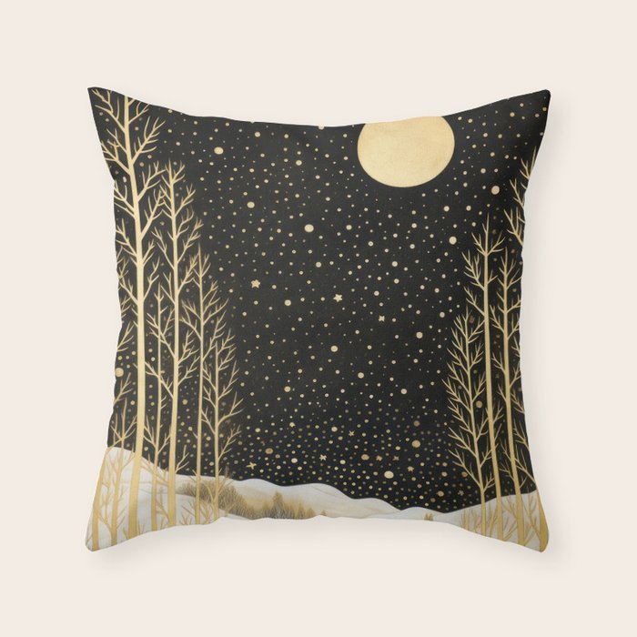 Glittering Snow Stars Throw Pillow Gallery Image 6
