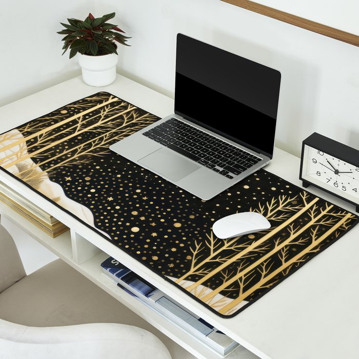 Glittering Snow Stars Desk Mat Gallery Image 2