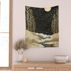 Glittering Snow Stars Wall Tapestry Gallery Image 2