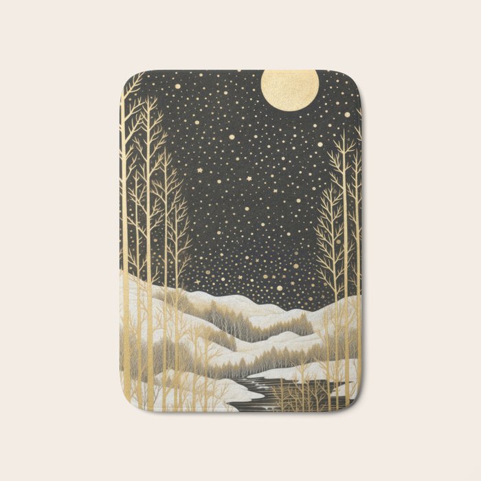 Glittering Snow Stars Bath Mat Gallery Image 1