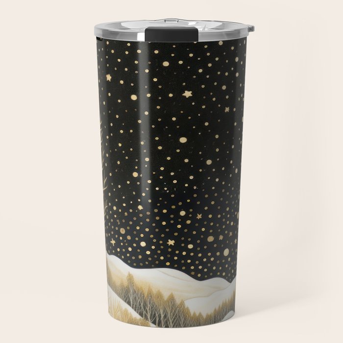 Glittering Snow Stars Travel Mug Gallery Image 1