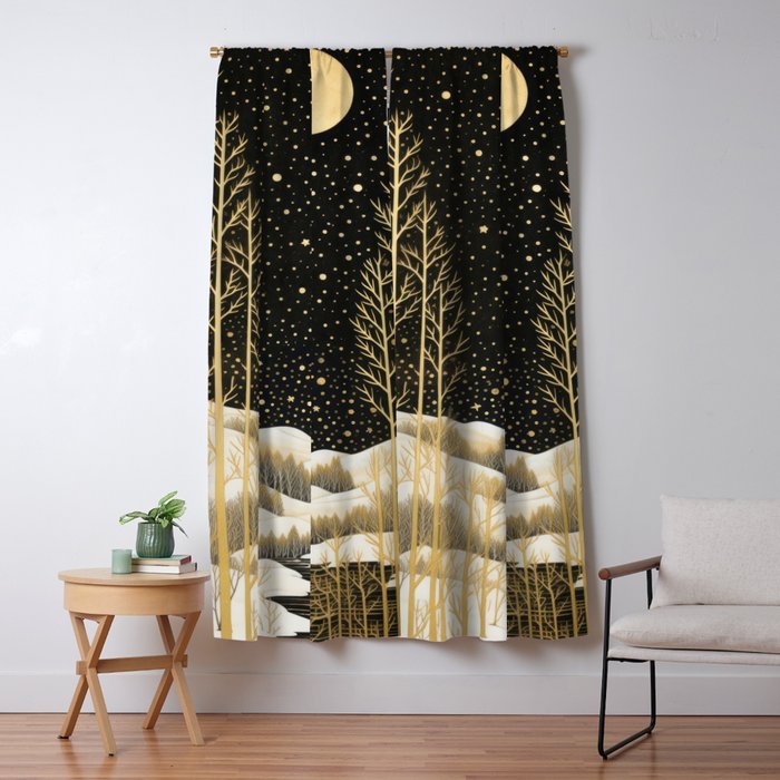 Glittering Snow Stars Window Curtain Gallery Image 5