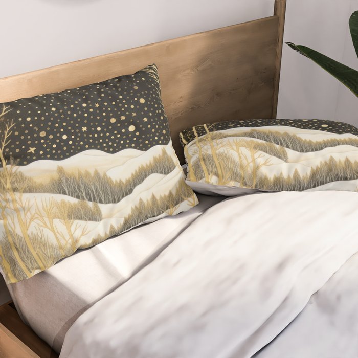 Glittering Snow Stars Pillow Sham Gallery Image 2