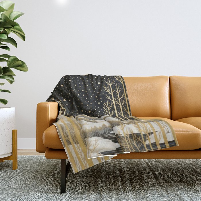Glittering Snow Stars Throw Blanket Gallery Image 1