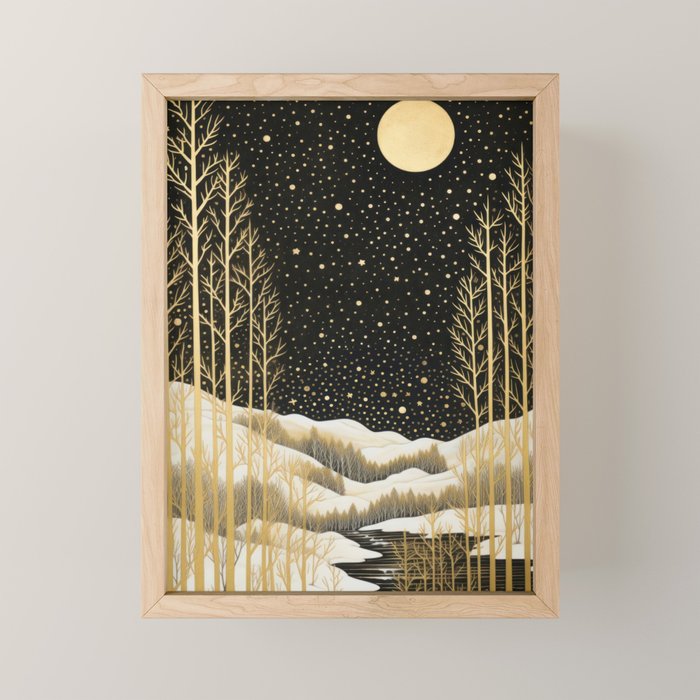 Glittering Snow Stars Mini Art Print Gallery Image 1