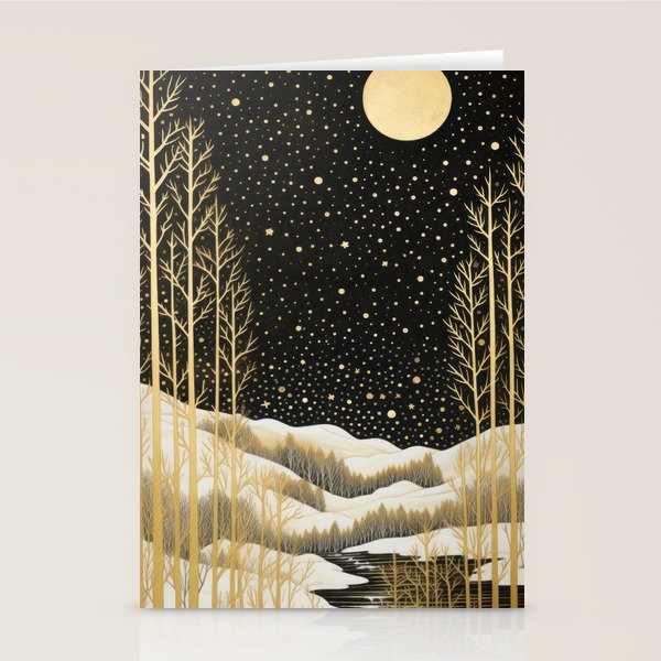 Glittering Snow Stars Stationery Card Gallery Image 1