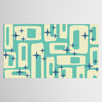 Retro Mid Century Modern Abstract Pattern 576 Turquoise Blue Tablecloth Gallery Image 2