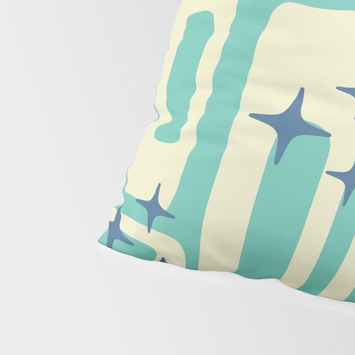 Retro Mid Century Modern Abstract Pattern 576 Turquoise Blue Pillow Sham Gallery Image 4