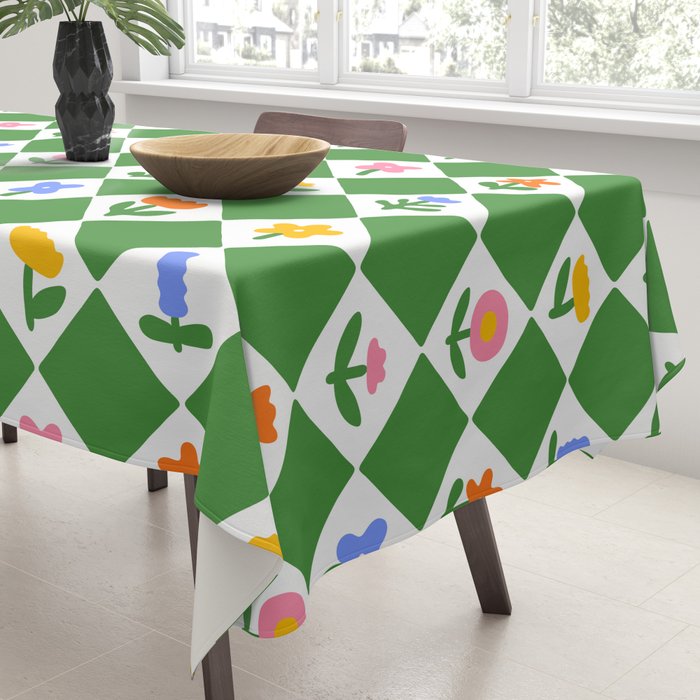 Colorful geometric flower art pattern Tablecloth Gallery Image 3