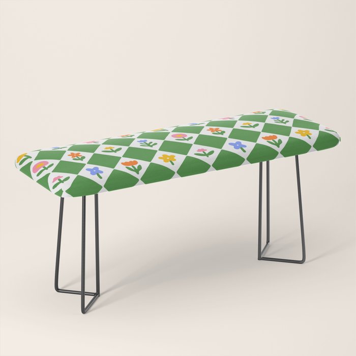 Colorful geometric flower art pattern Bench Gallery Image 1