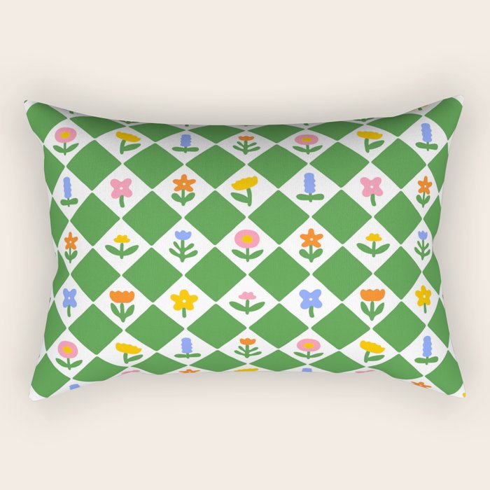Colorful geometric flower art pattern Rectangular Pillow Gallery Image 2