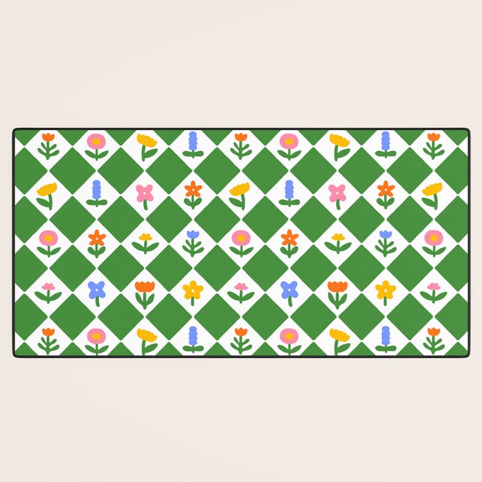 Colorful geometric flower art pattern Desk Mat Gallery Image 3