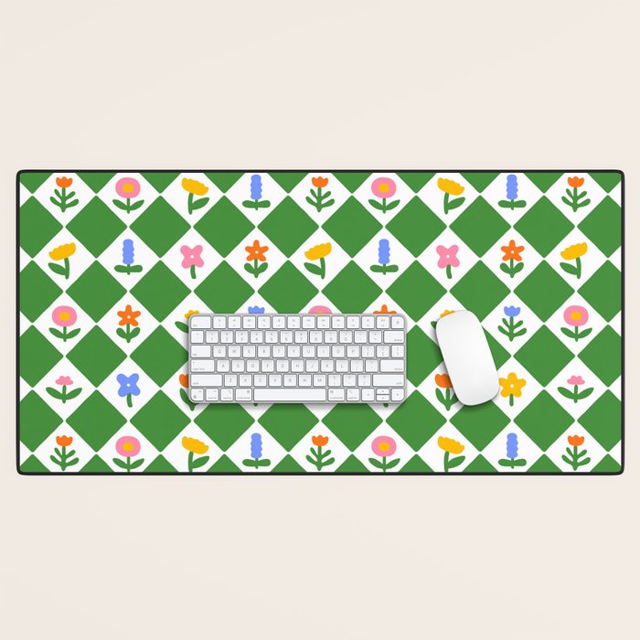 Colorful geometric flower art pattern Desk Mat Gallery Image 1