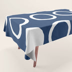 Mid Century Modern Circle and Dot Pattern 240 Navy Blue Tablecloth Gallery Image 1