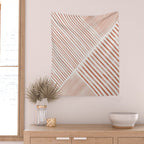 Blush Pink Stripes, Geometric Art Wall Tapestry Gallery Image 2
