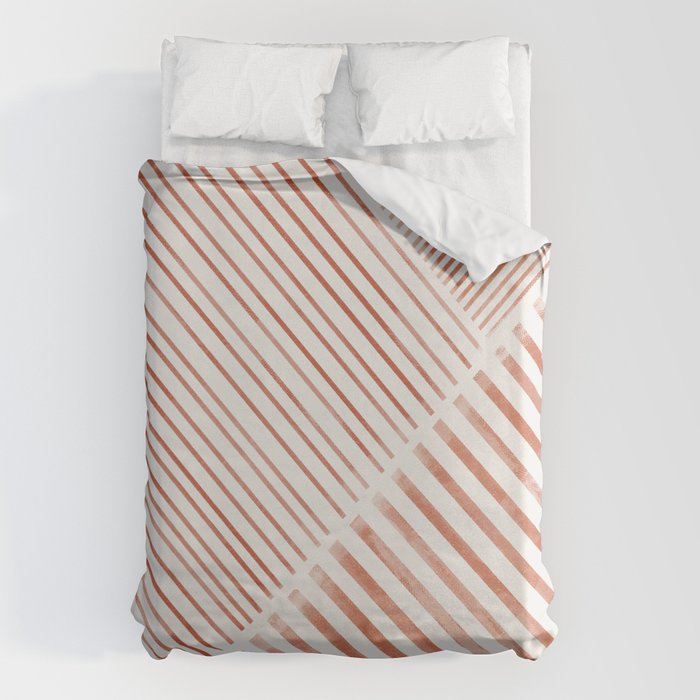 Blush Pink Stripes, Geometric Art Duvet Cover Gallery Image 1