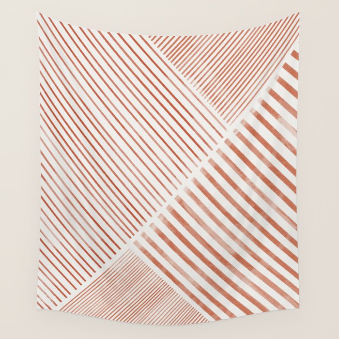 Blush Pink Stripes, Geometric Art Wall Tapestry Gallery Image 4