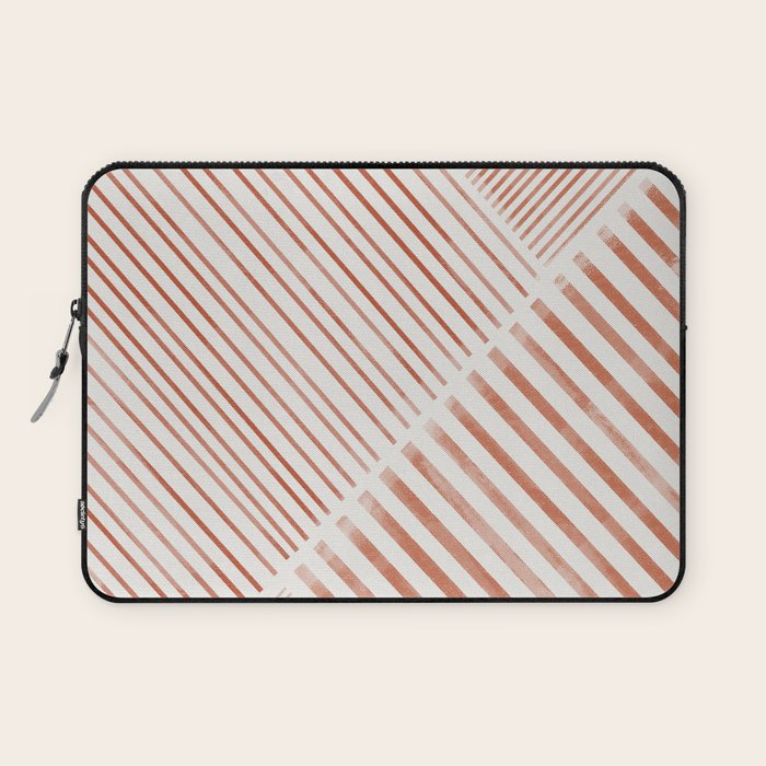 Blush Pink Stripes, Geometric Art Laptop Sleeve Gallery Image 1