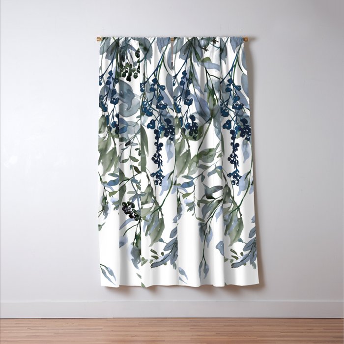 Watercolor Leaves Floral Prints Window Curtain Gallery Image 3